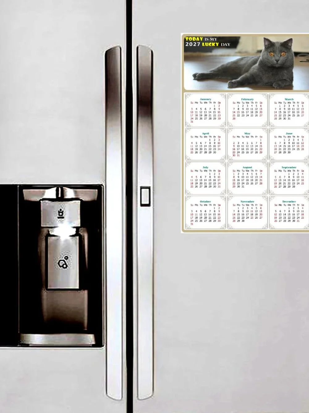 2027 Magnetic Calendar - Today is my Lucky Day - Cat Themed 014 (7 x 10.5)